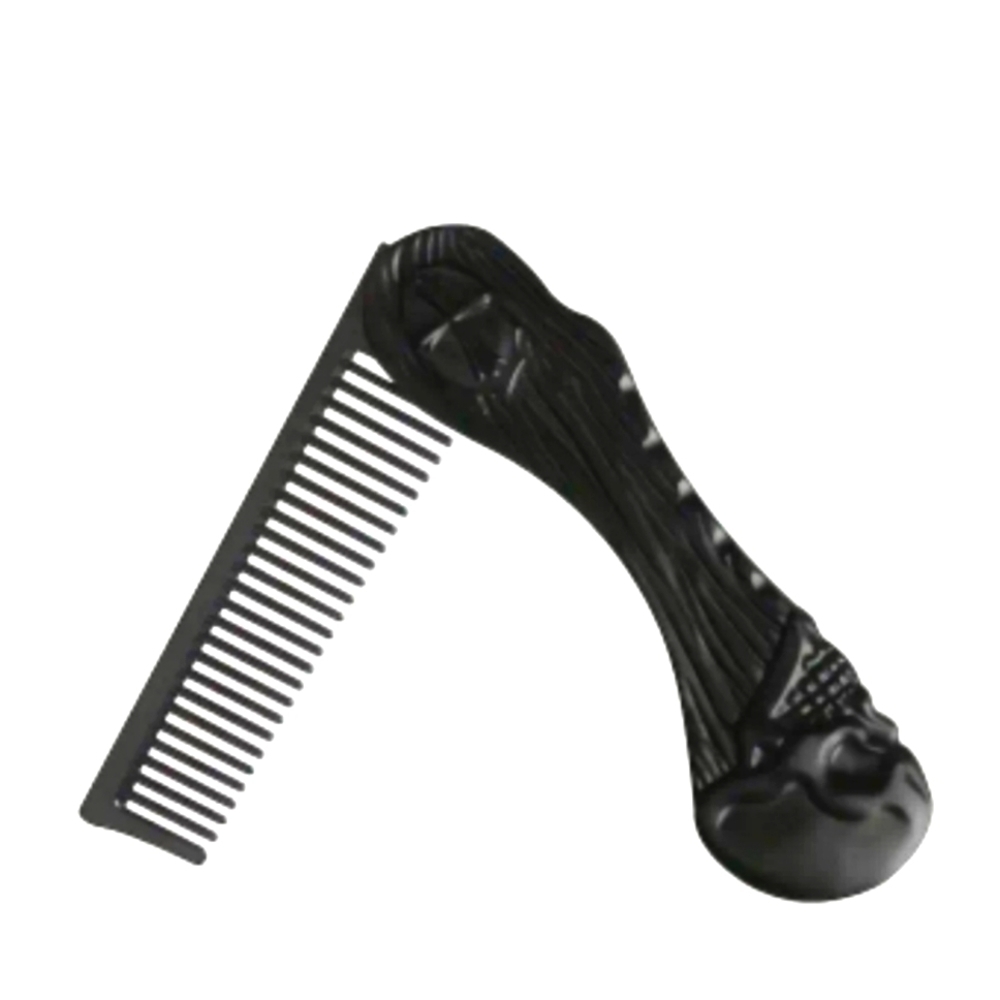 Vintage Skull Pattern Portable Folding Comb Beard Styling Comb Mini Pocket Size